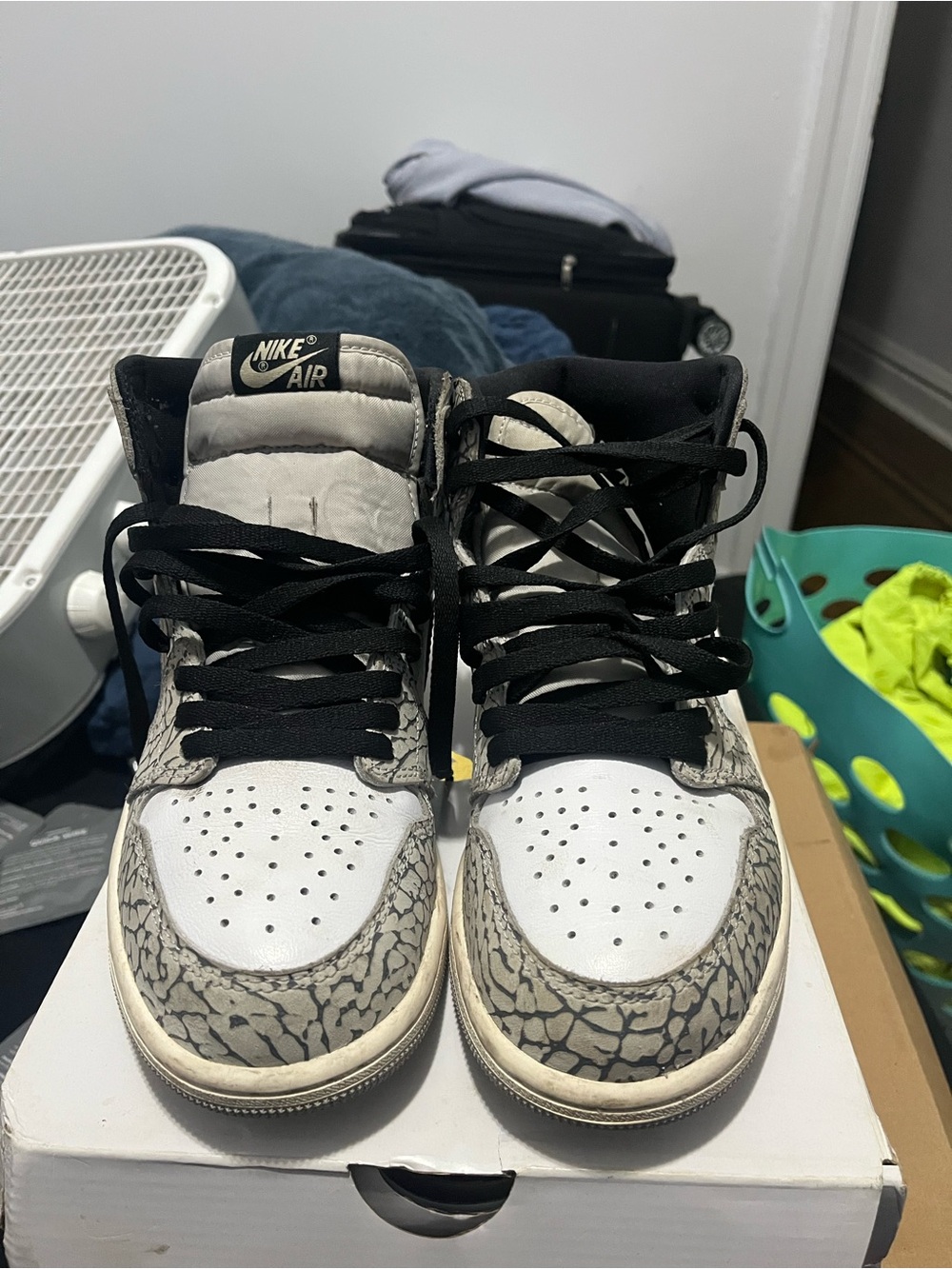 Women’s Retro High-Top Sneakers in White and Gray